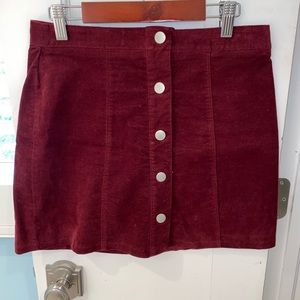 Corduroy, button up mini skirt